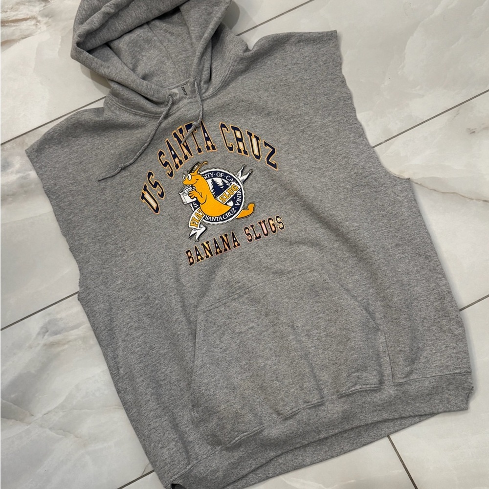 UC Santa Cruz College Banana Slugs Sleeveless Cutoff Hoodie Pulp Fiction Replica
